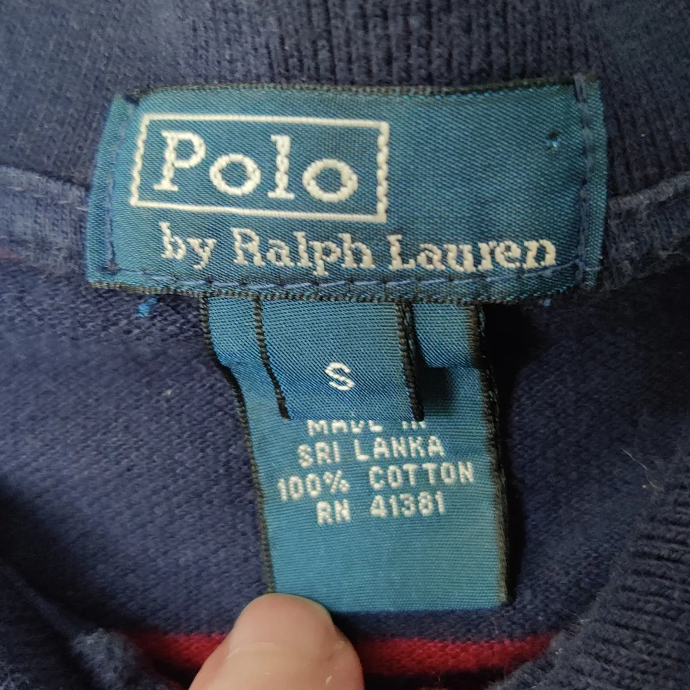 Polo Ralph Lauren Navy Red Stripe Long Sleeve Classic Fit Rugby Shirt EUC sz S